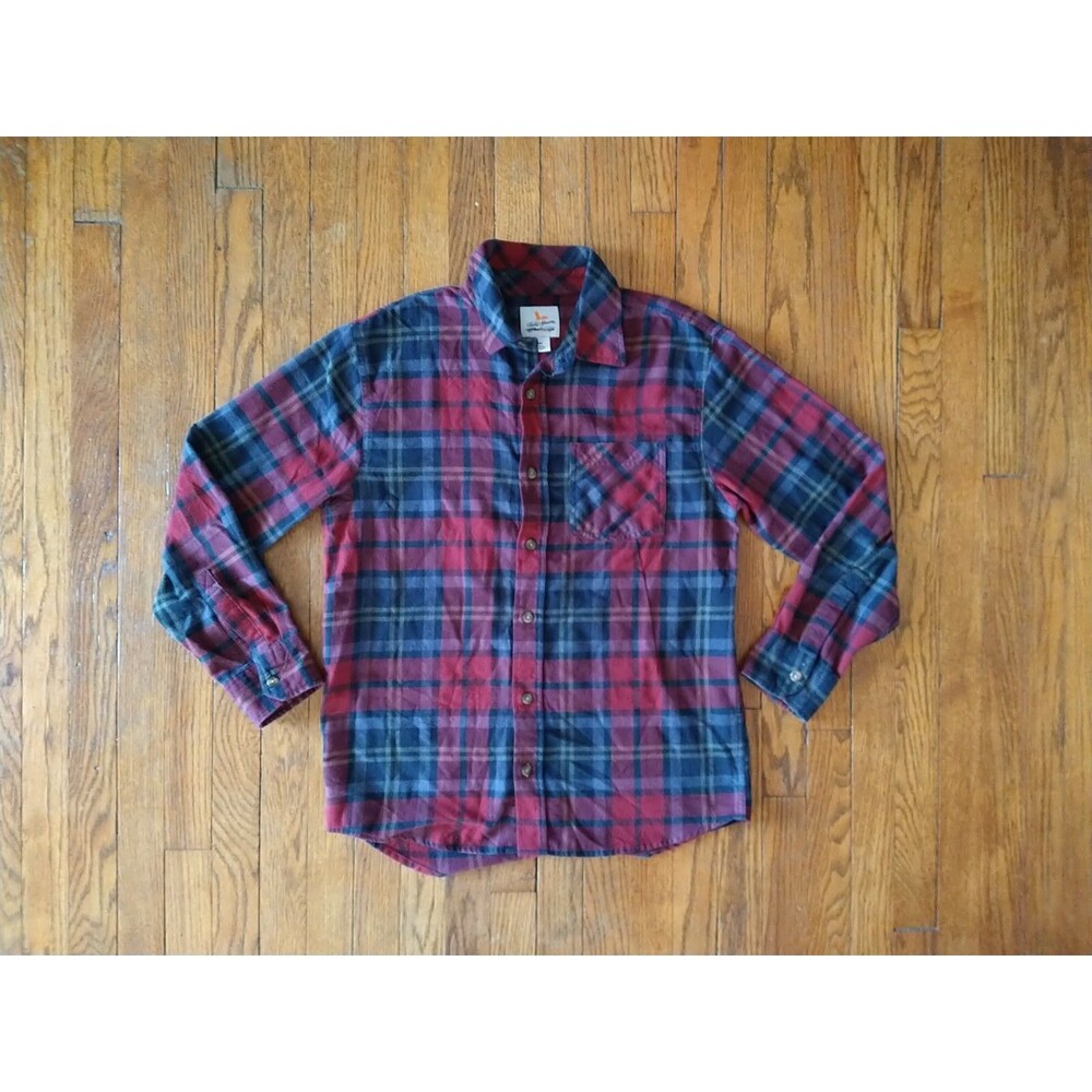 Field & Stream Flannel Shirt Men's Medium Button Long Sleeves Red Plaid